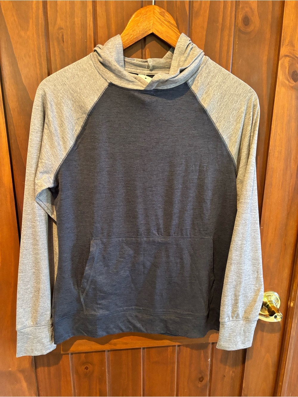 Kids Hoodie Pullover - Navy and Light Gray